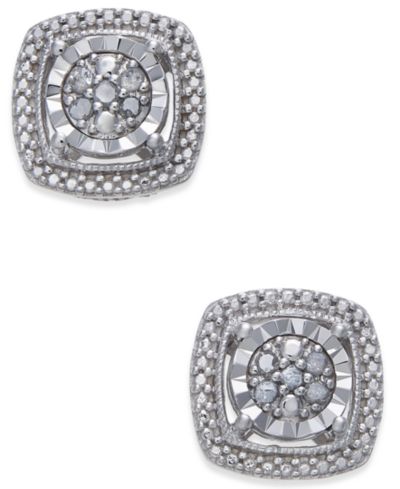 Серьги-гвоздики Diamond Cluster Miracle Plate из Sterling Silver (1/10 ct. t.w.)