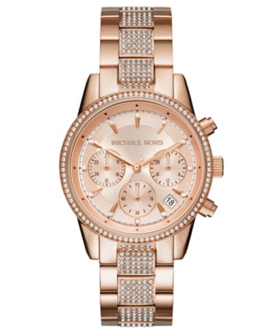 Michael Kors Женские часы Chronograph Bryant Rose Gold-Tone Stainless Steel 37mm