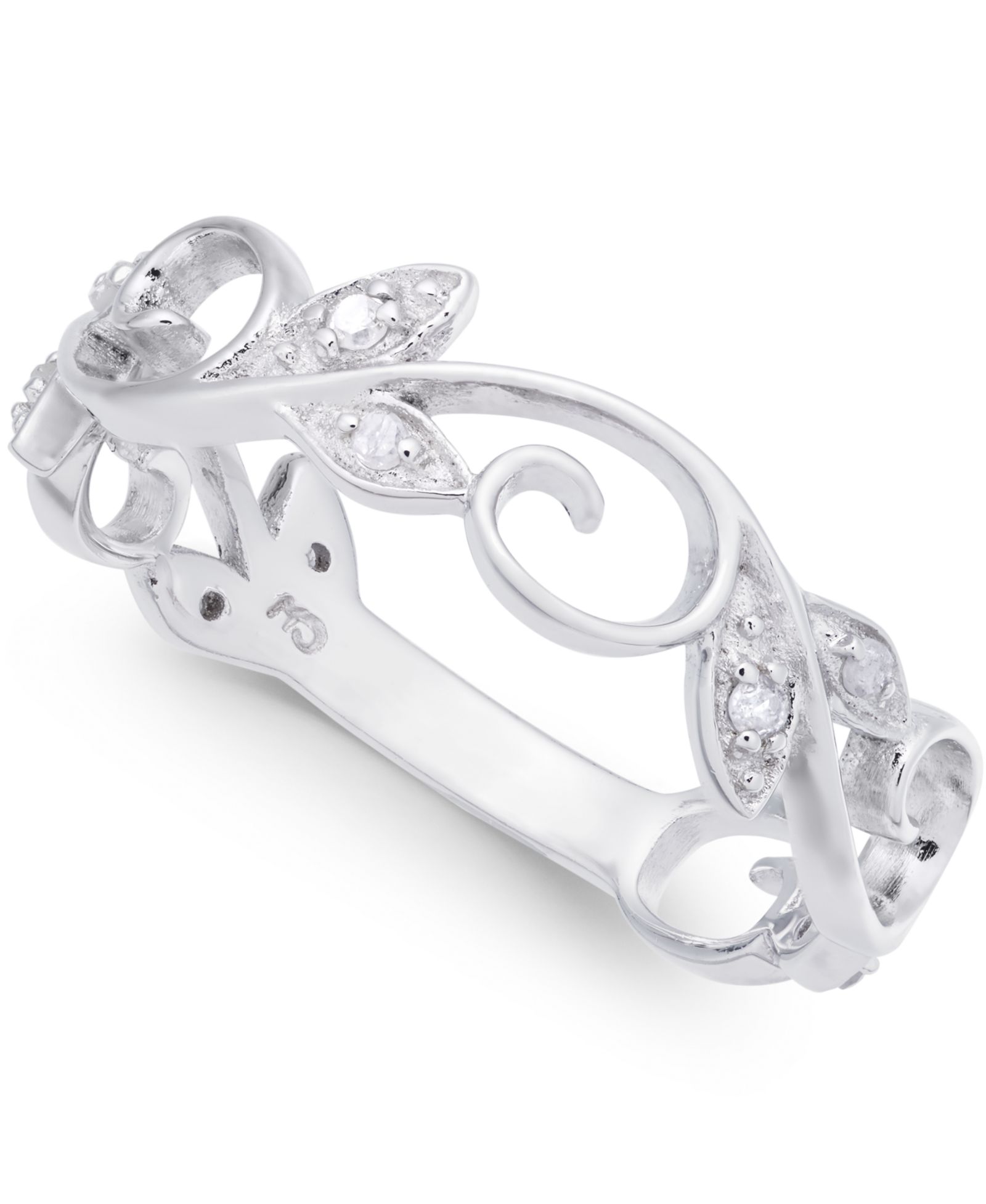 Кольцо Diamond Vine & Leaf (1/10 ct. t.w.) в Sterling Silver