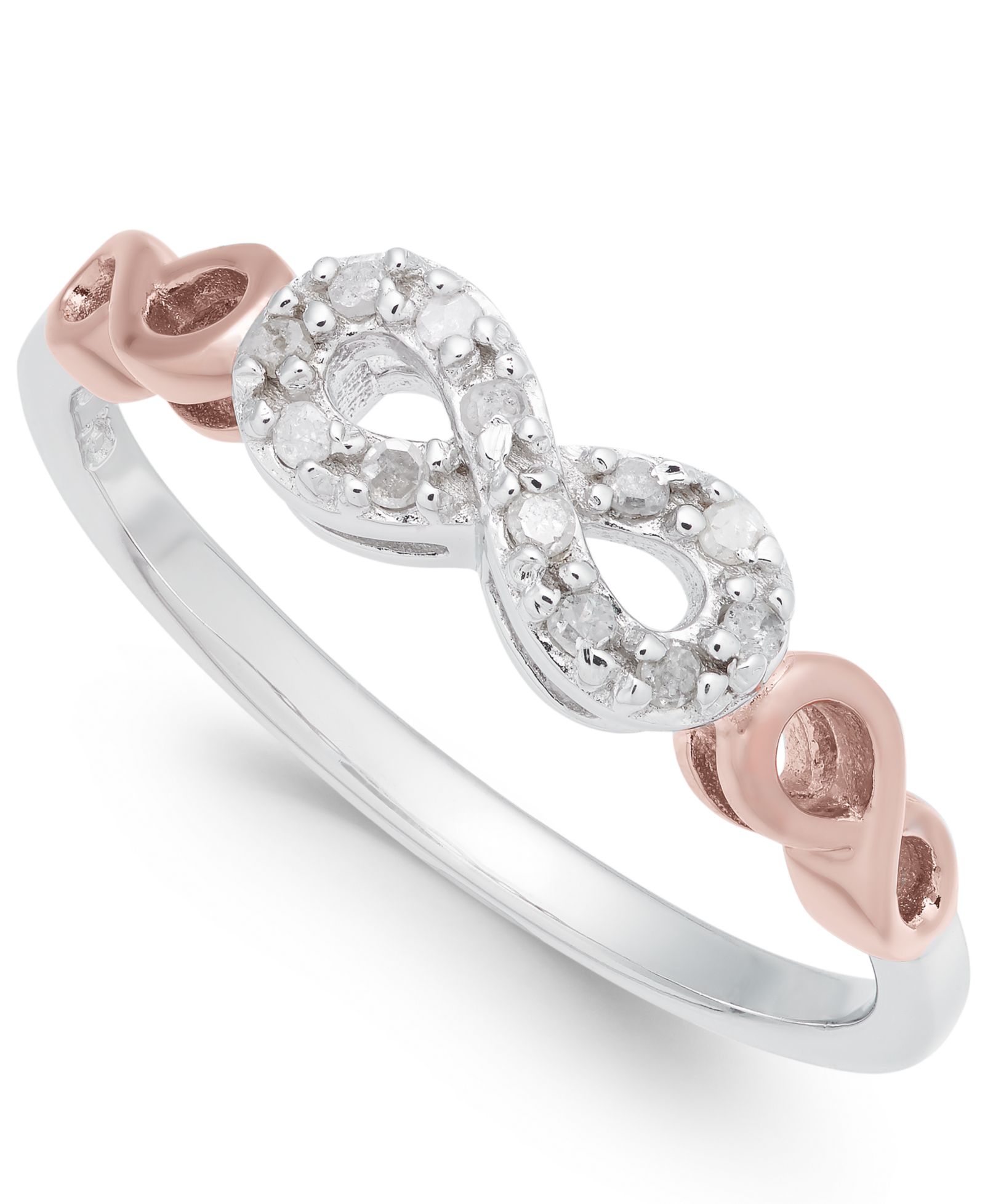 Кольцо Diamond Infinity (1/10 ct. t.w.) из стерлингового серебра и Rose Gold-Plate