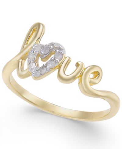 Кольцо Diamond Love (1/10 ct. t.w.) в 14k Gold-Plated Sterling Silver
