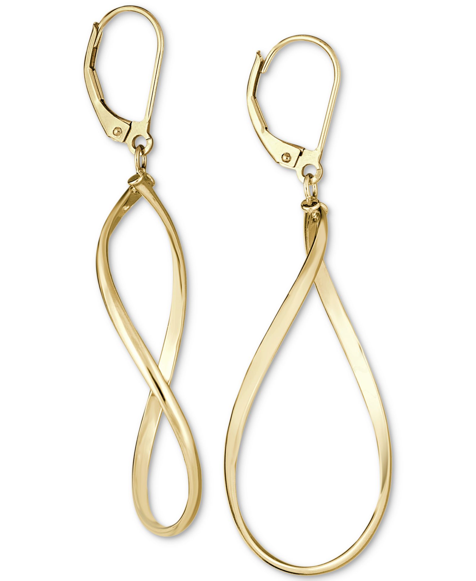 Серьги-подвески Italian Gold Polished Oval в 14k Gold
