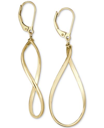 Italian Gold Polished Oval Drop Earrings in 14k Gold