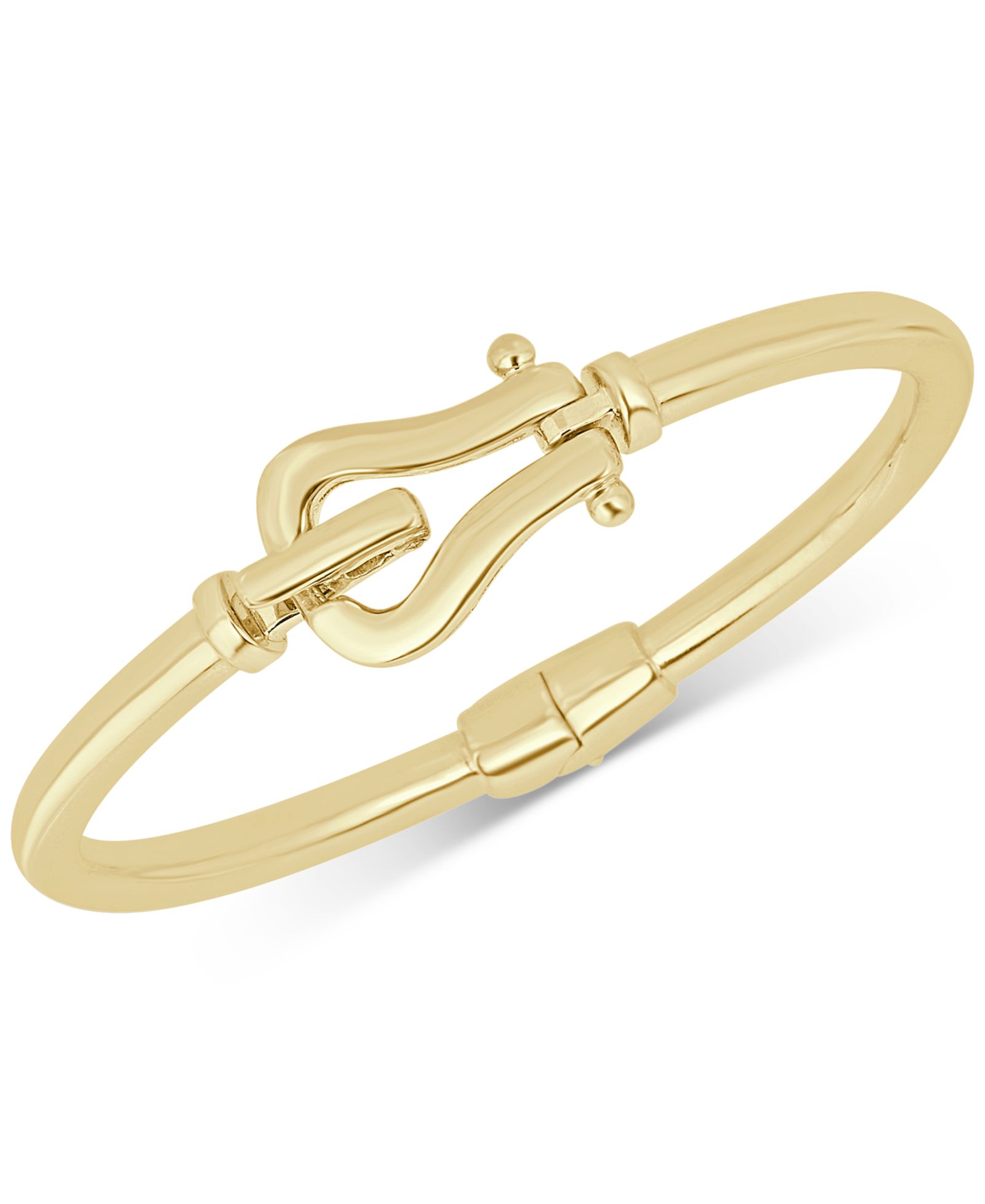 Italian Gold Horseshoe Hook Bangle Bracelet in 14k Gold-Plated Sterling Silver