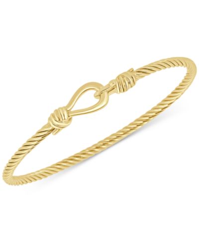 Italian Gold Torchon Knot Bangle Bracelet in 14k Gold-Plated Sterling Silver