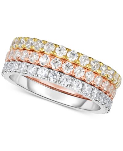 Набор колец Arabella 3-Pc. Set Tri-Tone Cubic Zirconia Stacking Bands