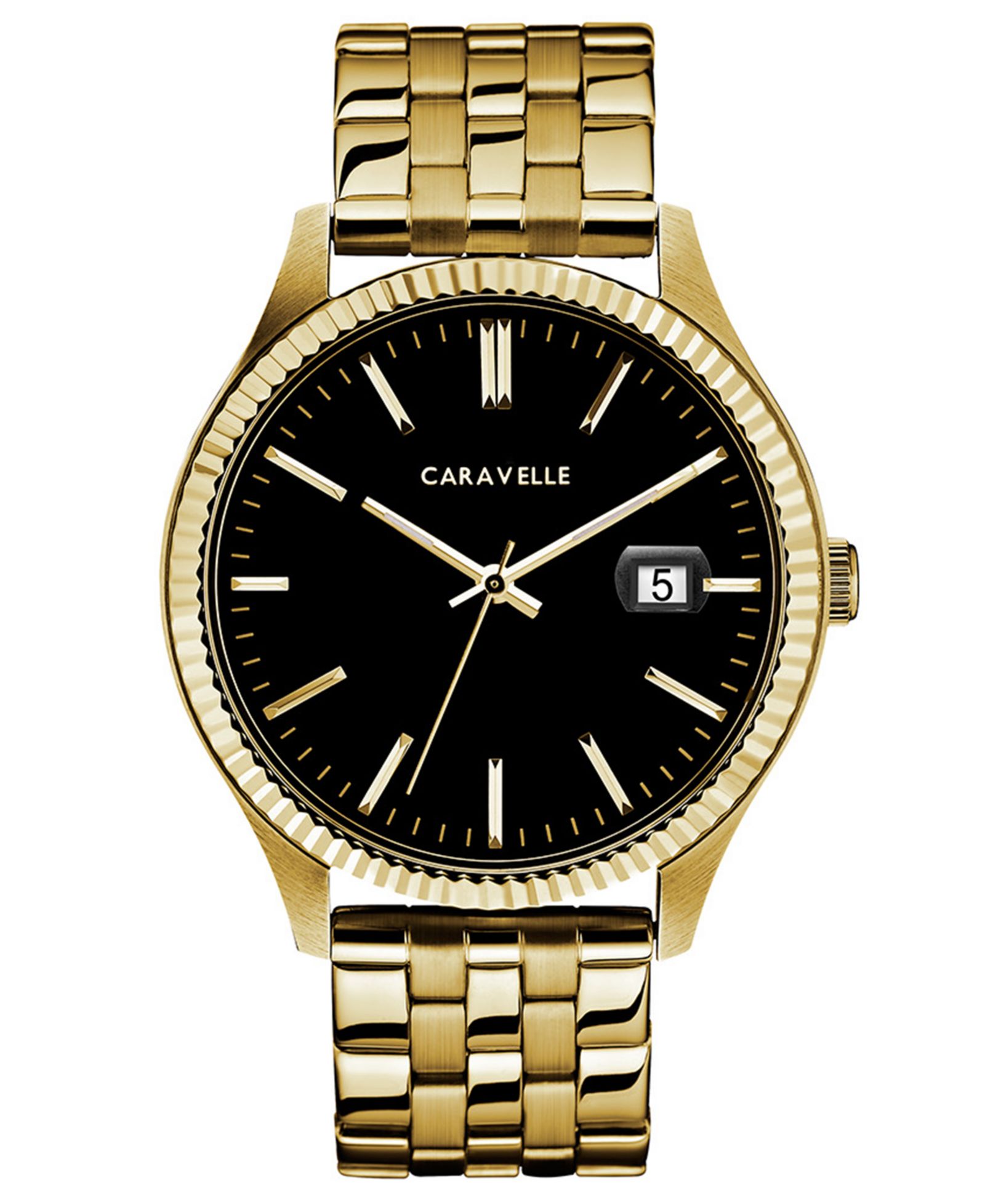 Caravelle Designed by Bulova  Men's Gold-Tone Stainless Steel Bracelet Watch 41mm