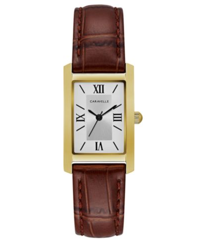 Женские часы Caravelle Designed by Bulova Brown Leather Strap 21x33mm