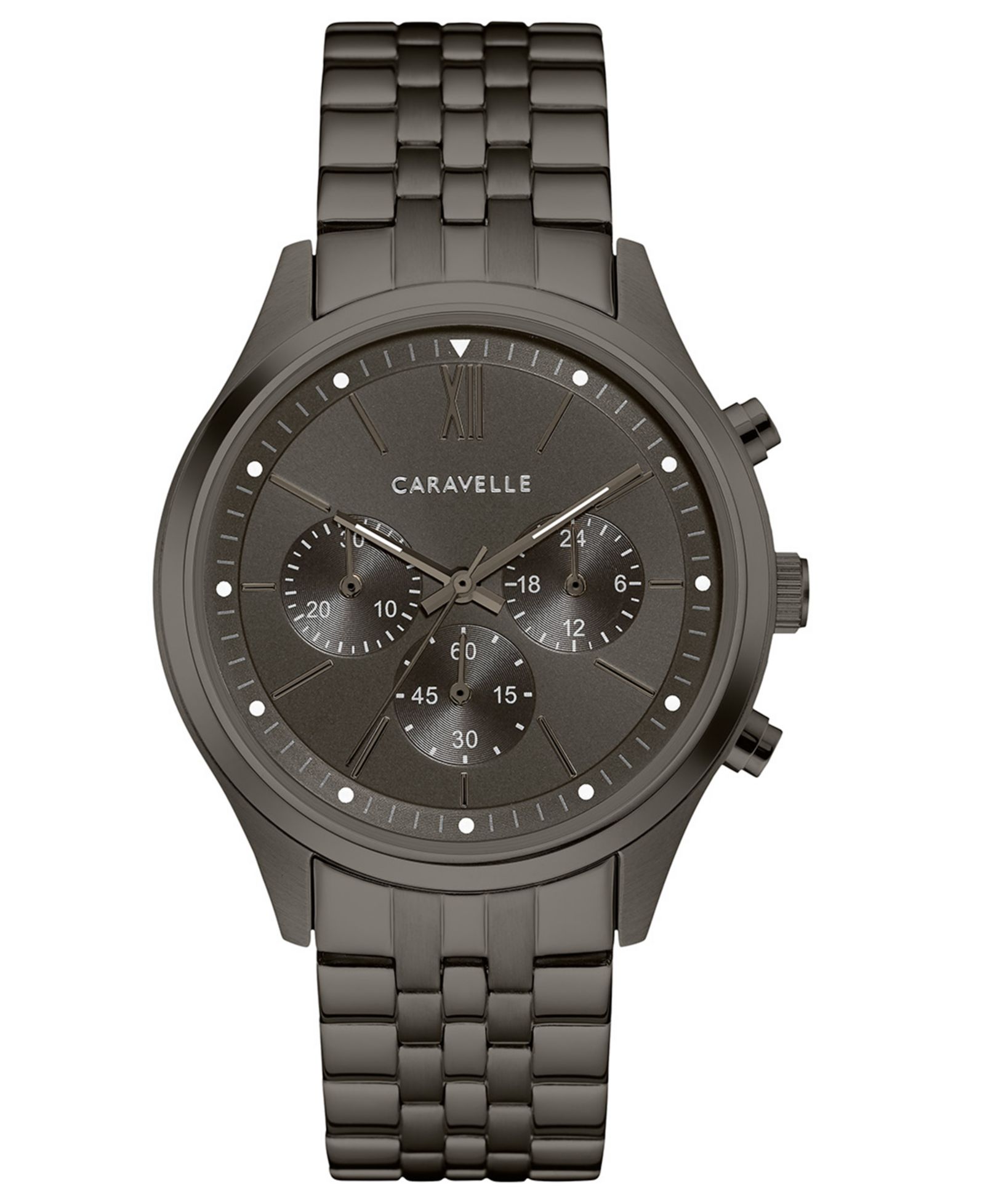 Caravelle Designed by Bulova  Men's Chronograph Gunmetal Stainless Steel Bracelet Watch 41mm