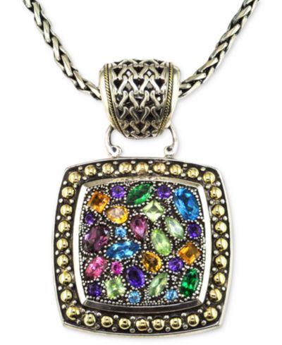 Подвеска EFFY® Multistone Square из стерлингового серебра и 18k Gold
