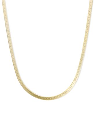 18" Flat Herringbone Chain Necklace (1-1/4mm) in 14k Gold