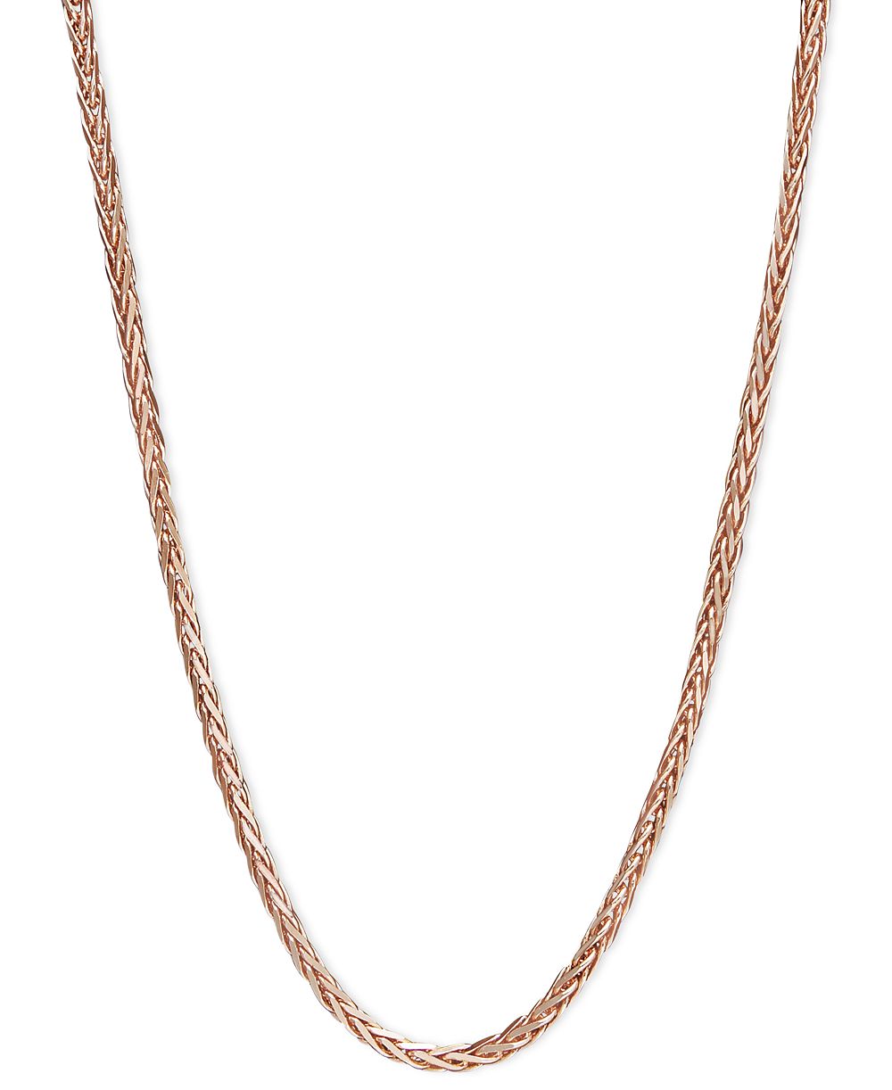 Ожерелье 14k Rose Gold, 16" Diamond Cut Wheat Chain (9/10mm)