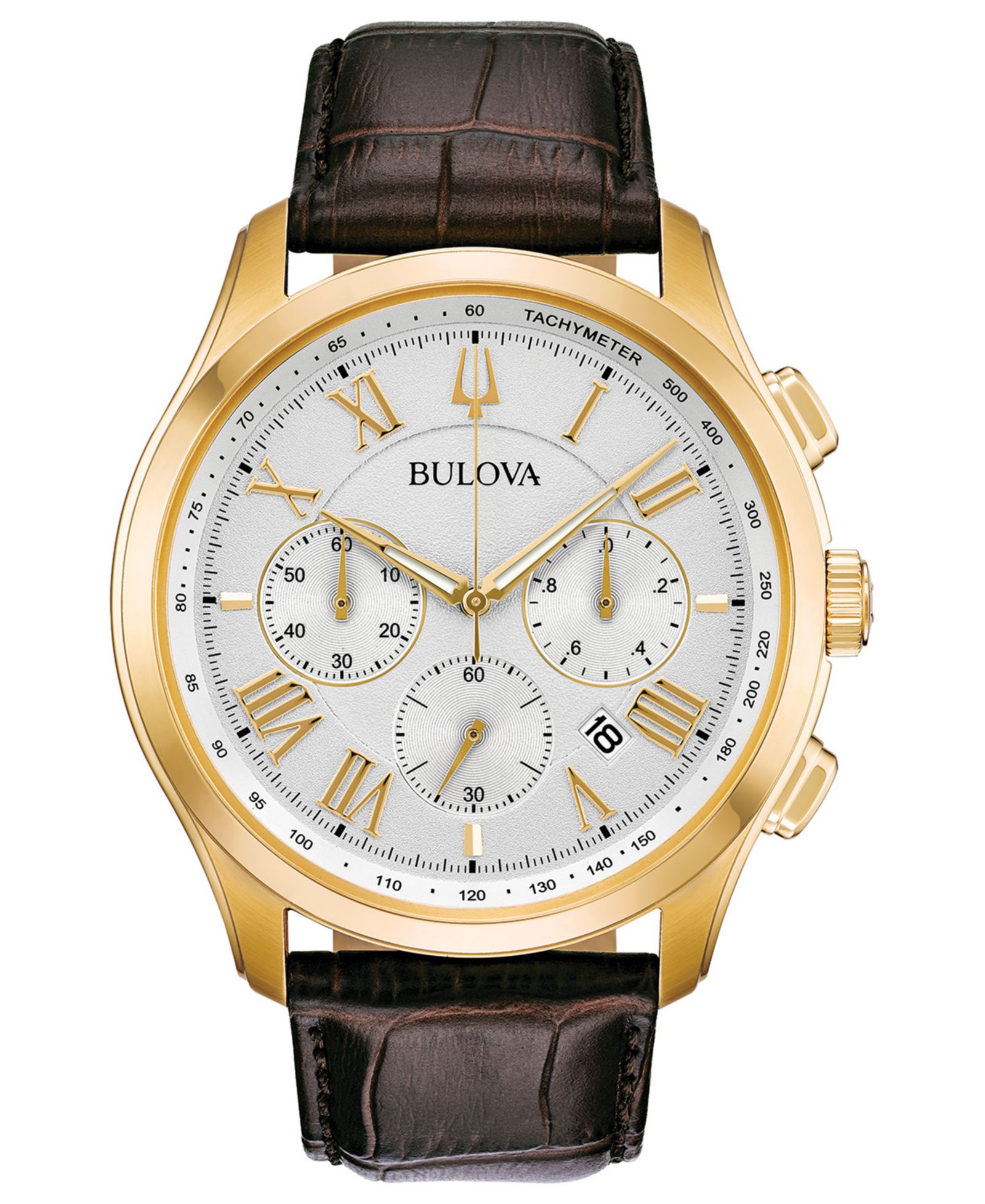 Мужские часы Bulova Chronograph Wilton Brown Leather Strap 46.5mm