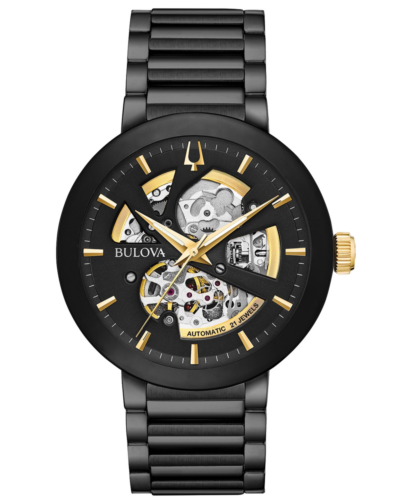 Мужские часы Bulova Men's Futuro Black Stainless Steel Bracelet, 42mm