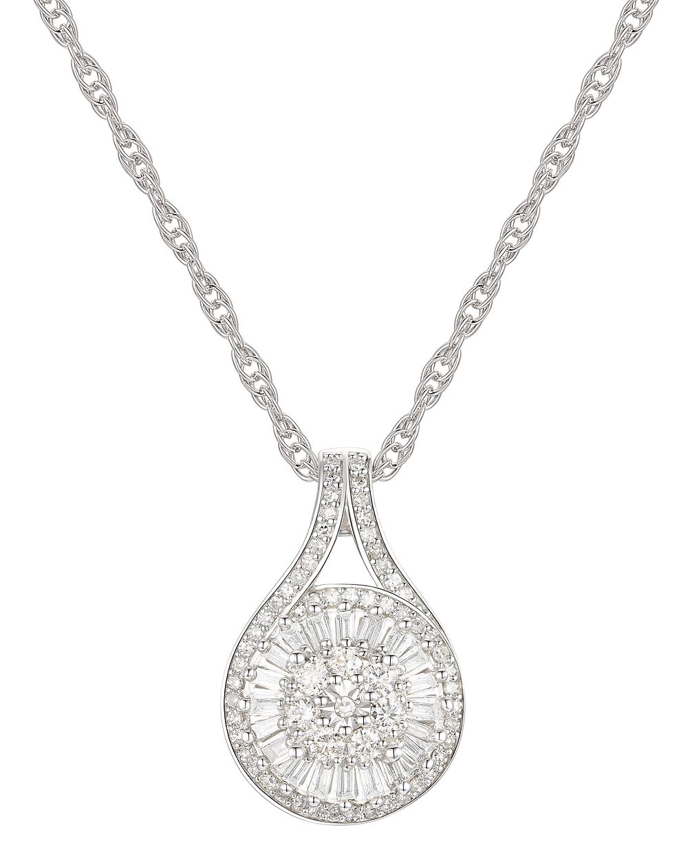 Diamond Baguette Cluster Pendant Necklace (1/2 ct. t.w.)