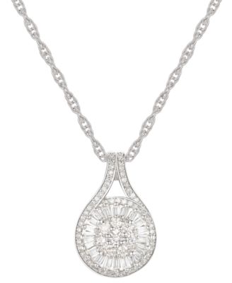 Подвеска-кулон с бриллиантовым кластером багет (1/2 ct. t.w.)