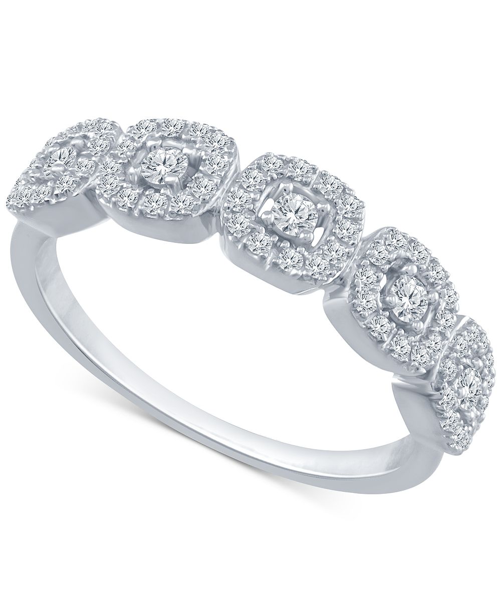 Diamond Halo Cluster Ring (1/4 ct. t.w.) in 10k  Yellow, White or Rose Gold