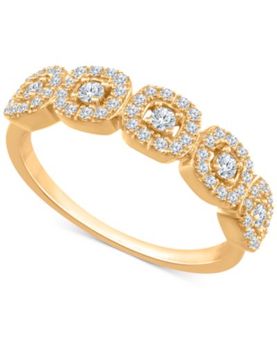 Кольцо Diamond Halo Cluster (1/4 ct. t.w.) в 10k желтом, белом или розовом золоте