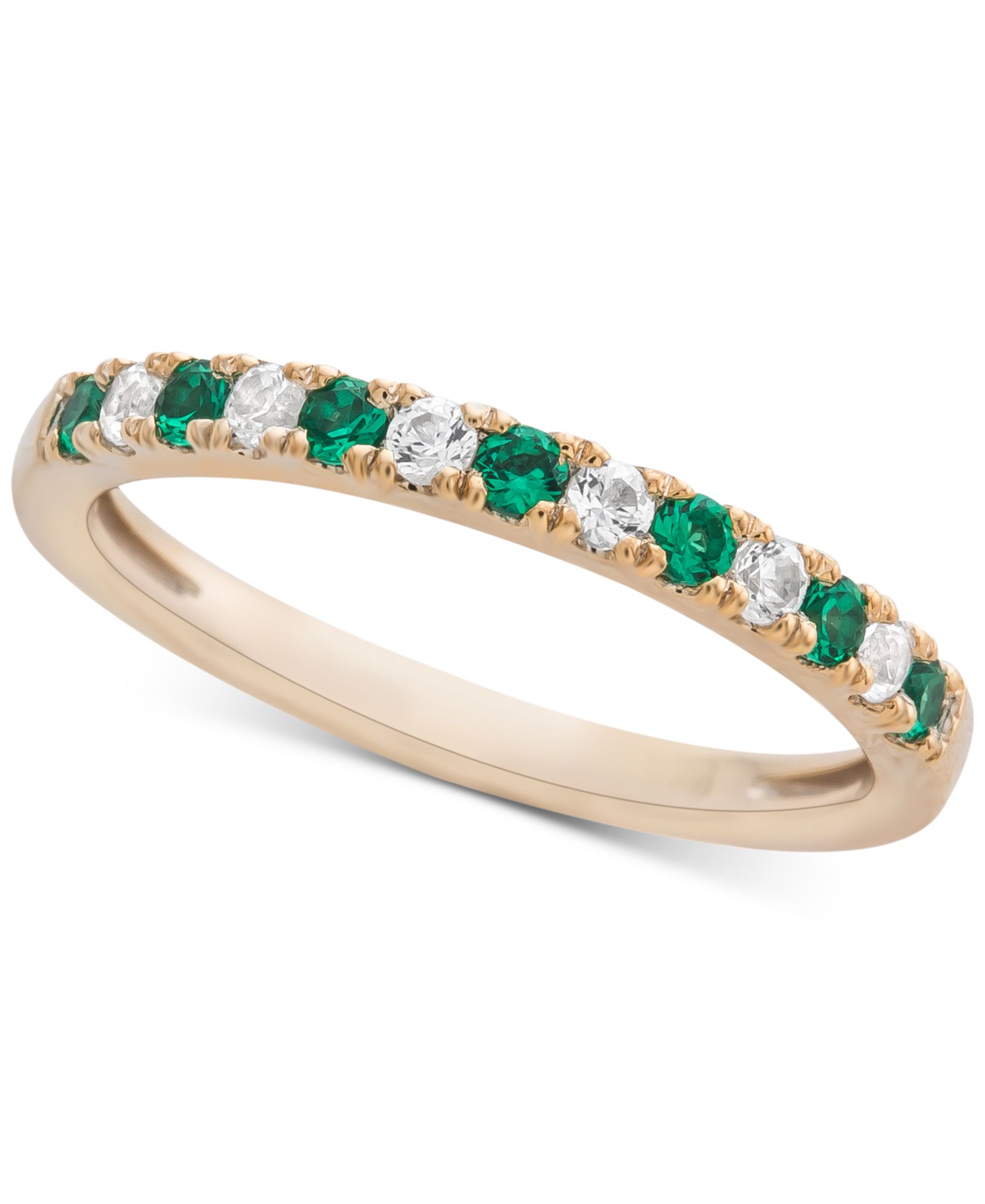 Emerald (1/5 ct. t.w.) & Diamond (1/6 ct. t.w.) Band in 14k Gold (Also available in Sapphire)