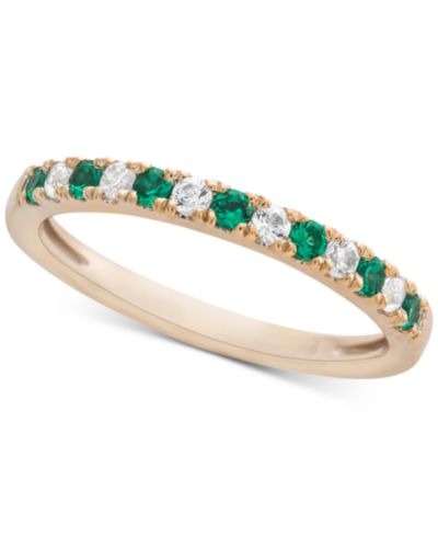 Emerald (1/5 ct. t.w.) & Diamond (1/6 ct. t.w.) Band in 14k Gold (Also available in Sapphire)