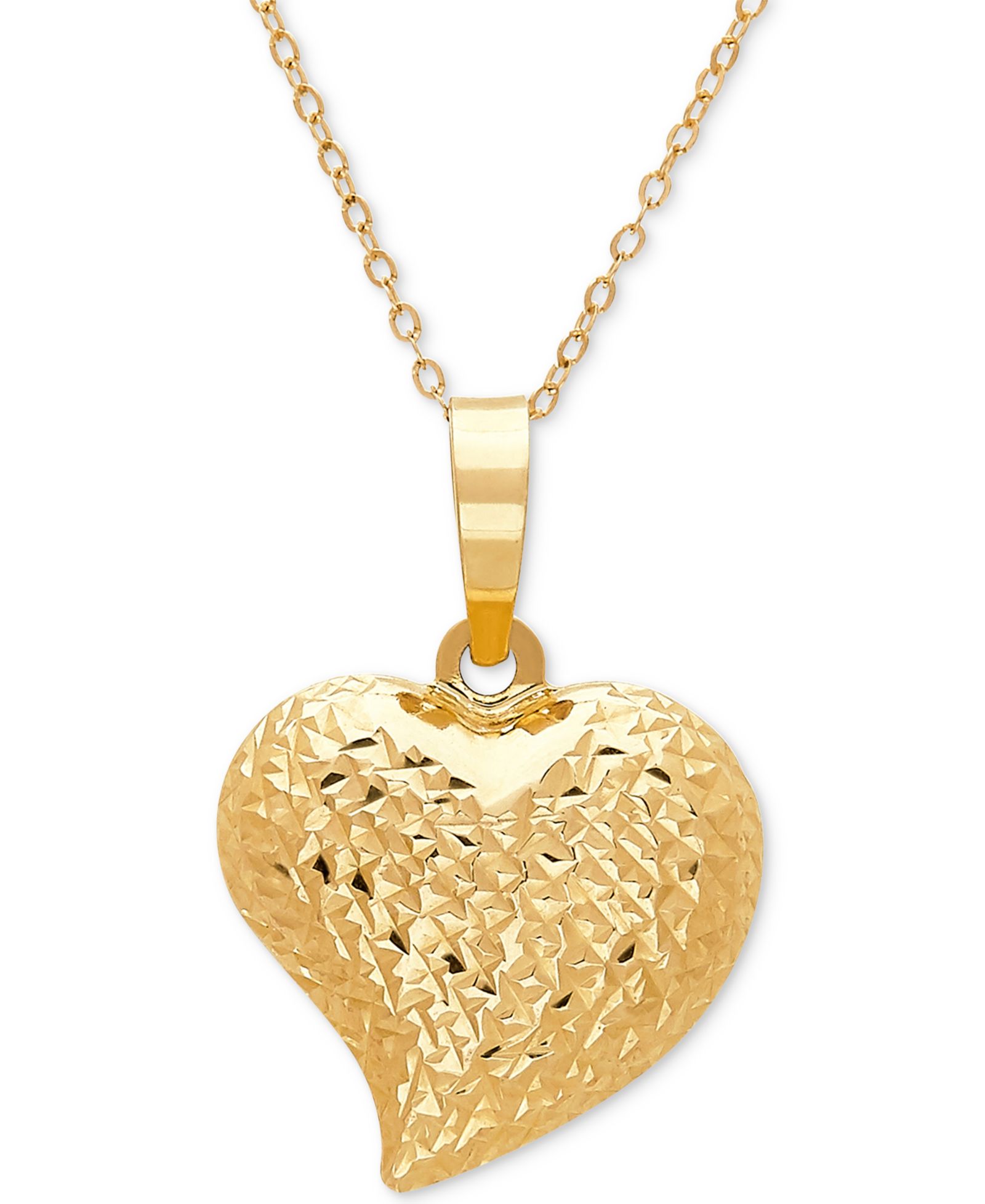 Подвеска Textured Puff 17" Heart в 10k Gold