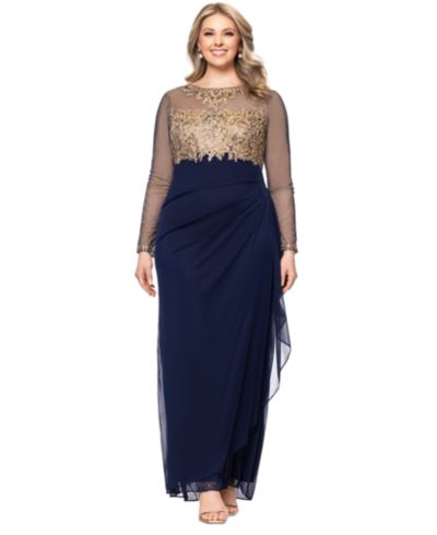 Xscape вечернее платье Plus Size с вышивкой и иллюзией