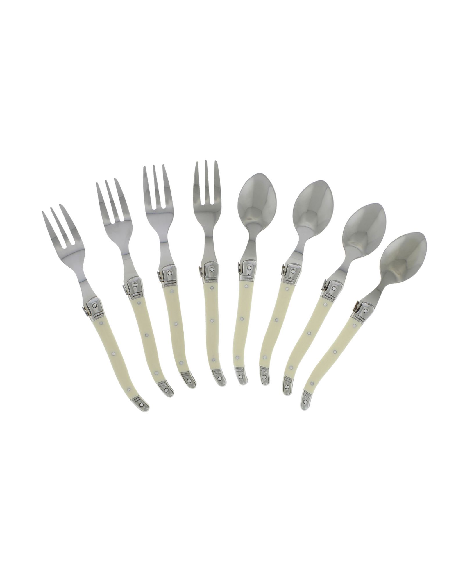 French Home Laguiole Cocktail or Dessert Spoons and Forks, Set of 8