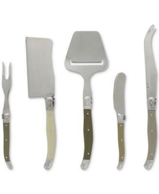 French Home Laguiole Cheese Knife, Fork and Slicer Set, 5 Piece "Mist".
