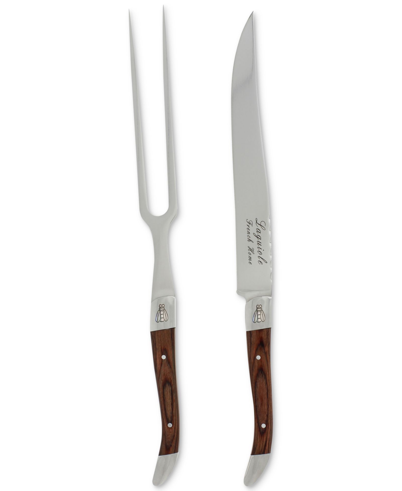 French Home Laguiole Pakkawood Carving Knife and Fork Set.