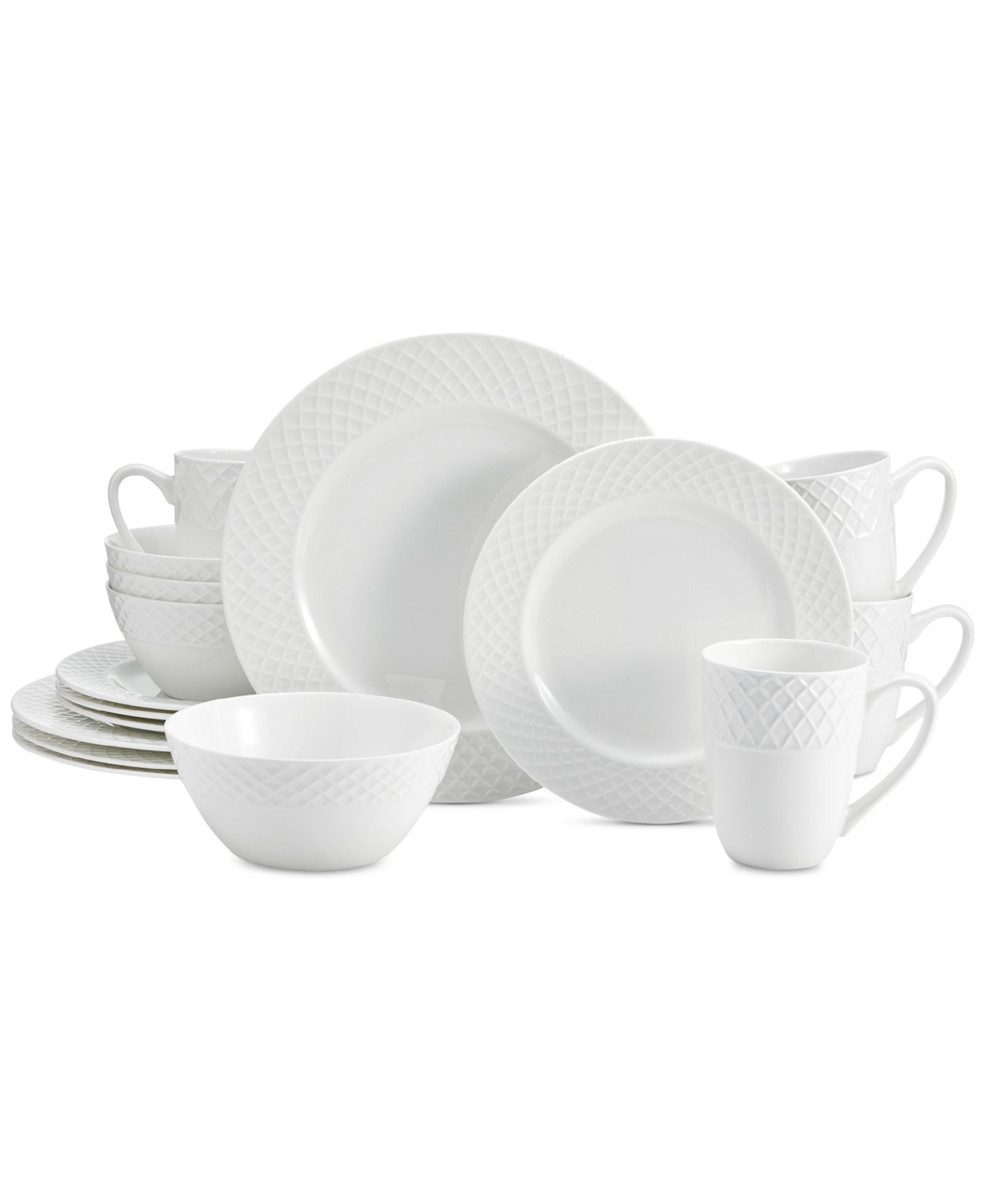 Mikasa Trellis White 16 Pc. Dinnerware Set, Service For 4