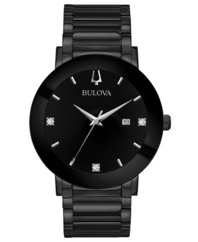 Мужские часы Bulova Men's Futuro Diamond-Accent Black Stainless Steel Bracelet 42mm