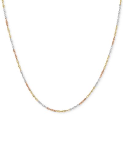 Колье из тройного золота Singapore Chain 18" (2-5/8mm), 14k Gold, White Gold & Rose Gold