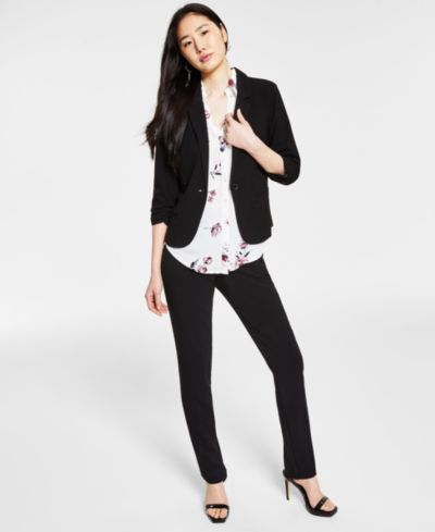BCX Juniors' Ruched 3/4-Sleeve Blazer