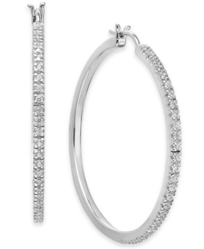 Серьги-кольца (1/4 ct. t.w.) из стерлингового серебра, с напылением 14k Gold или 14k Rose Gold