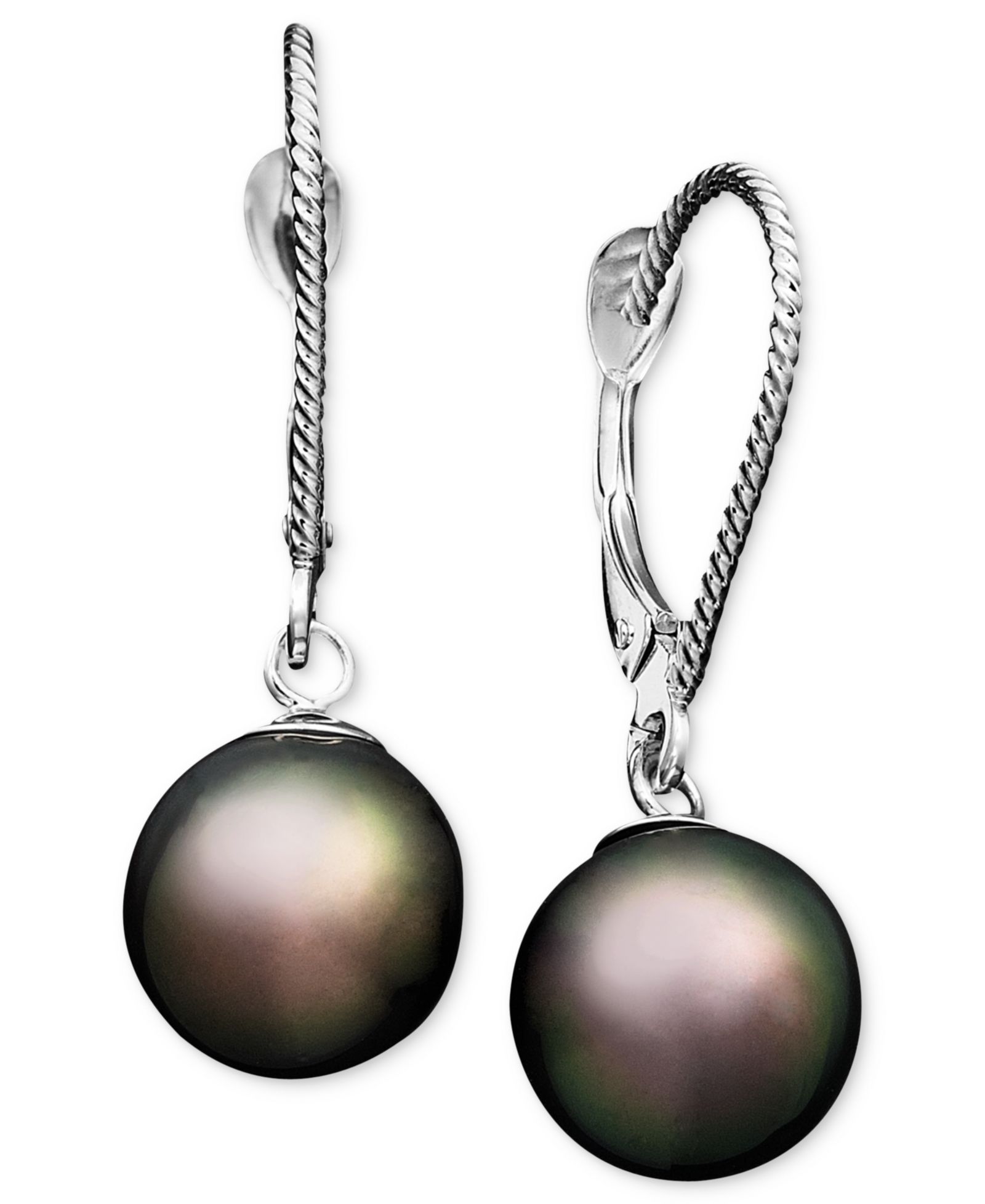 Серьги Pearl, 14k White Gold культивированный таитянский жемчуг, 8mm