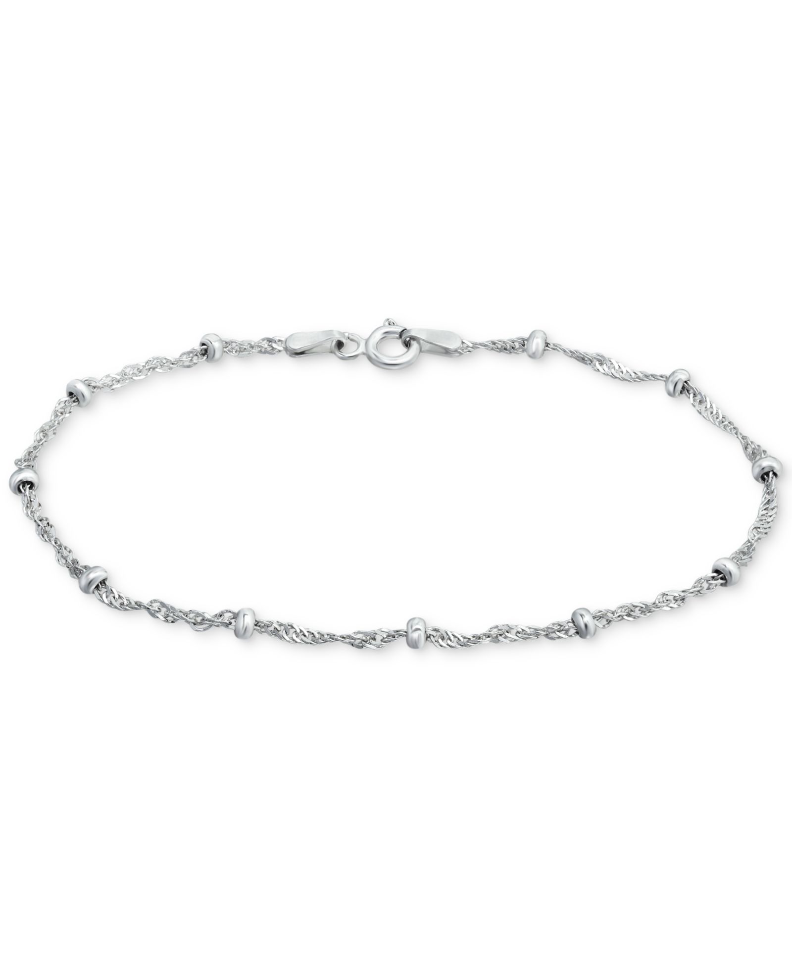 Giani Bernini Sterling Silver Bracelet,  7-1/4" Singapore Small Beaded Chain
