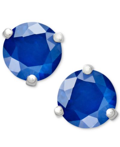 Серьги из белого золота 14k, сапфировые гвоздики (1-1/10 ct. t.w.)