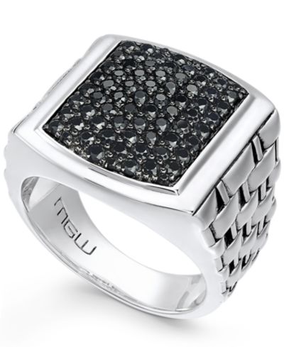 Мужское кольцо из стерлингового серебра Macy's Black Sapphire Square (2 ct. t.w.)