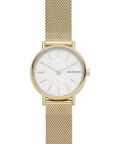 Женские часы Skagen Signatur Gold-Tone Stainless Steel Mesh, 30mm