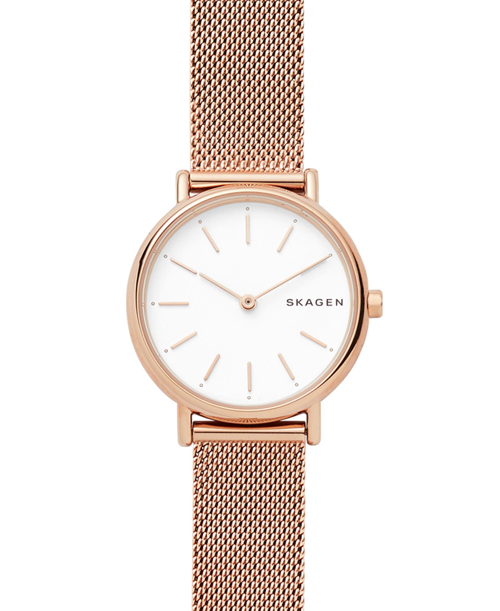 Женские часы Skagen Signatur Slim Rose Gold-Tone Stainless Steel Mesh 30mm