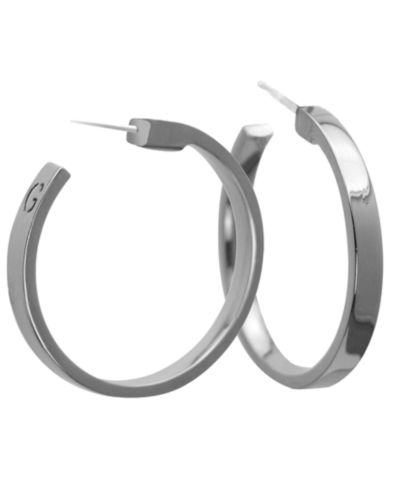 Серьги-кольца GUESS серебристого цвета, 1 1/2"