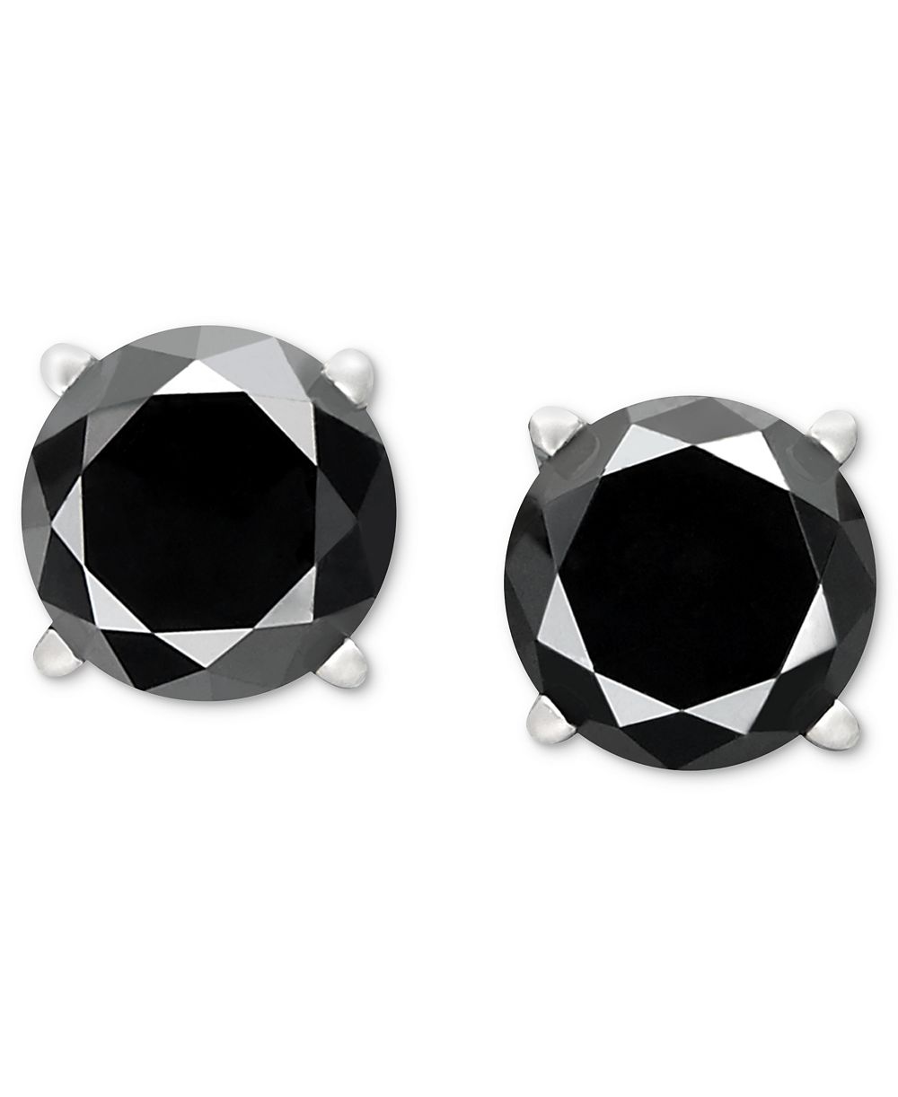 Black Diamond Stud Earrings (1-1/2 ct. t.w.) in 14k White or Yellow Gold