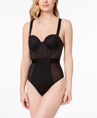 Женский боди DKNY Women's Sheers Strapless Mesh-Panel Thong Bodysuit DK6008