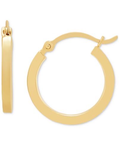Серьги 14k Gold, полированные квадратные кольца (17mm)