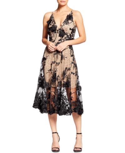 Dress the Population Women's Audrey Floral Applique Lace Mini Dress