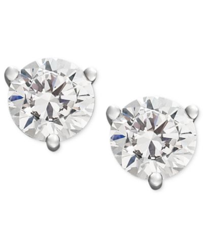 Certified Near Colorless Diamond Stud Earrings in (3/4 ct. t.w.) 18k White Gold