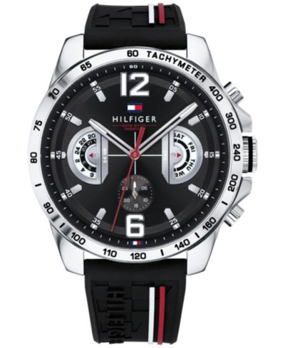 Tommy Hilfiger Мужские Black Silicone Strap Watch 46mm