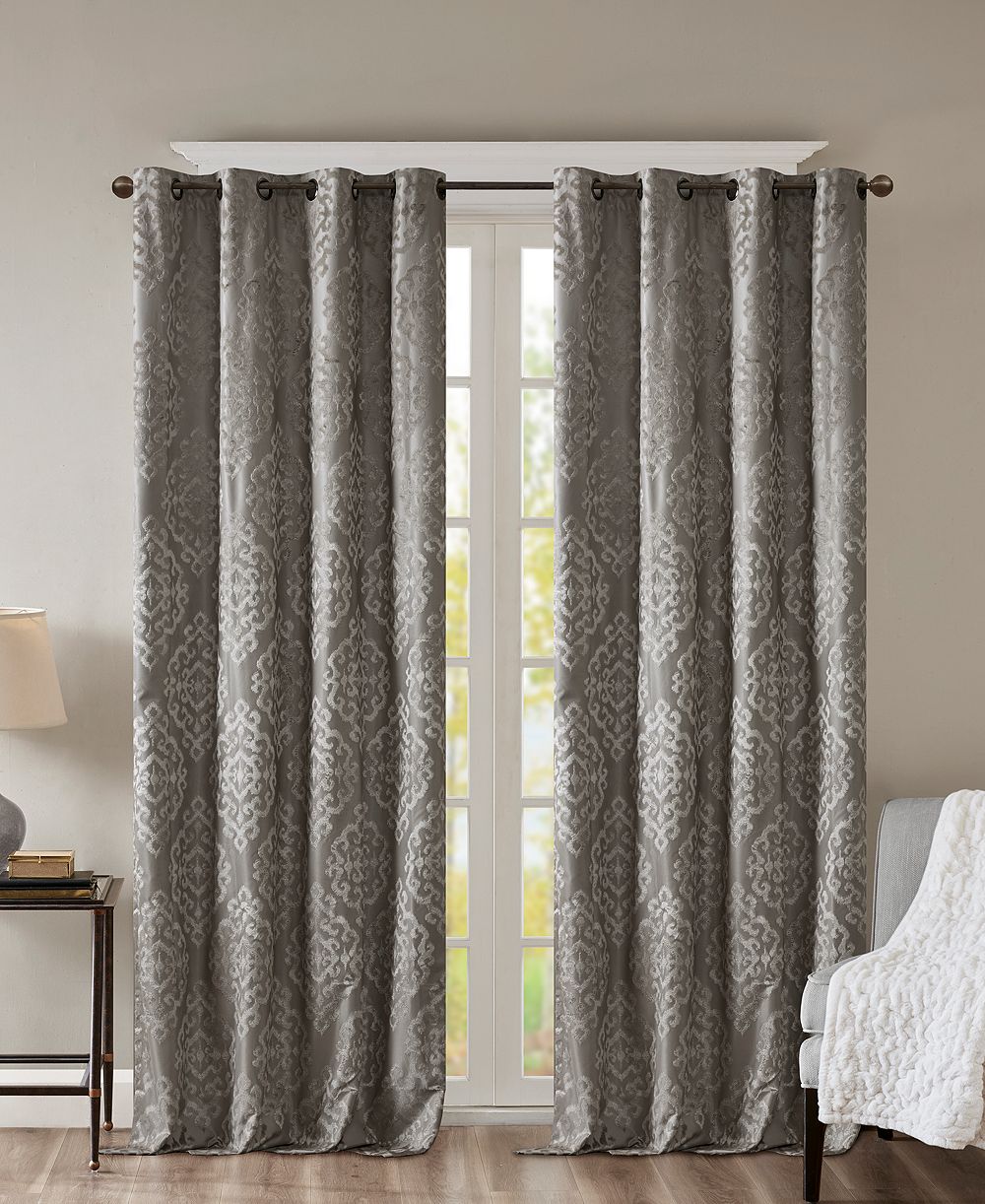 SunSmart Шторы Mirage Knitted Jacquard Damask Total blackout, Silver grommet