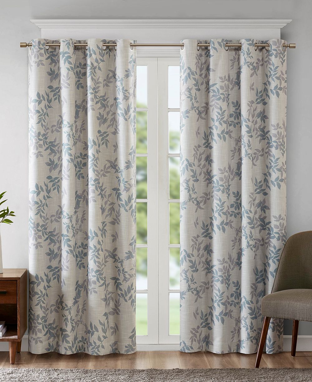 Julie Botanical Blackout Curtain Panel for Bedroom, Grommet Top Single Curtain for Living Room, Width 50 length 95 inches, Window Panel