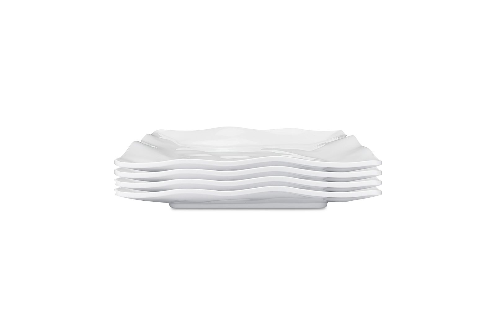 Q Squared Ruffle Melamine Square Dinner Plates, Set of 4